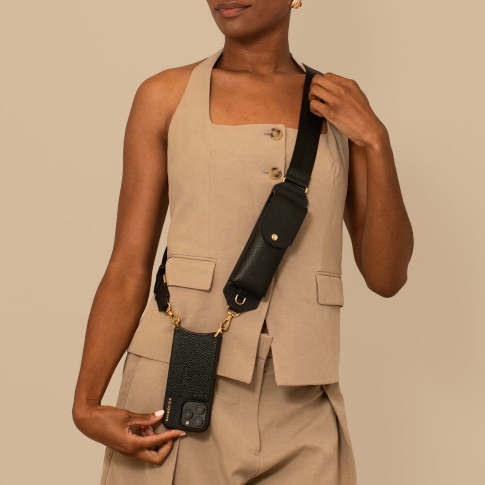 NEW Bandolier Lana Glasses Strap Only Adjustable Crossbody Pouch Black/Gold